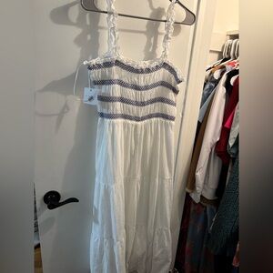 White and Blue Striped Maxi Dress